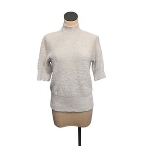 Bailey 44 Sweater Womens Large Mock Neck‎ Fuzzy Knit Half Sleeve Pullover Soft